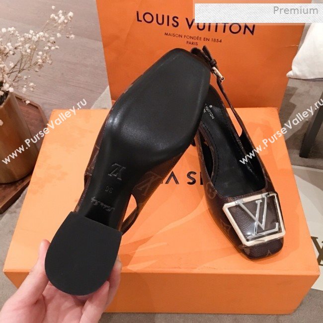 Louis Vuitton Madeleine Monogram Canvas Square LV Slingback Pumps 2020 (KL-0011408)