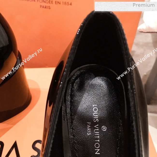 Louis Vuitton Madeleine Patent Leather Square LV Pumps 7.5cm Heel Black 2020 (KL-0011411)