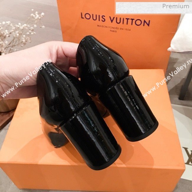 Louis Vuitton Madeleine Patent Leather Square LV Pumps 7.5cm Heel Black 2020 (KL-0011411)