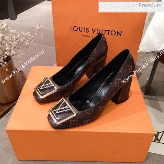 Louis Vuitton Madeleine Monogram Canvas Square LV Pumps 7.5cm Heel 2020 (KL-0011410)