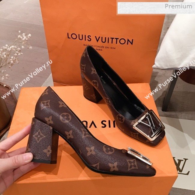 Louis Vuitton Madeleine Monogram Canvas Square LV Pumps 7.5cm Heel 2020 (KL-0011410)