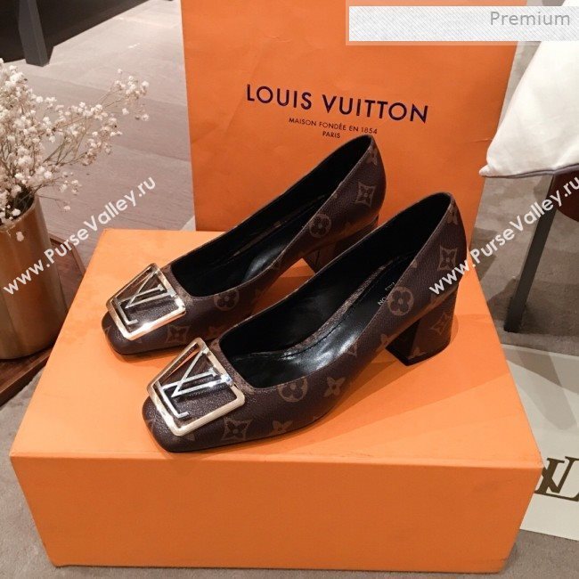 Louis Vuitton Madeleine Monogram Canvas Square LV Pumps 5.5cm Heel 2020 (KL-0011409)