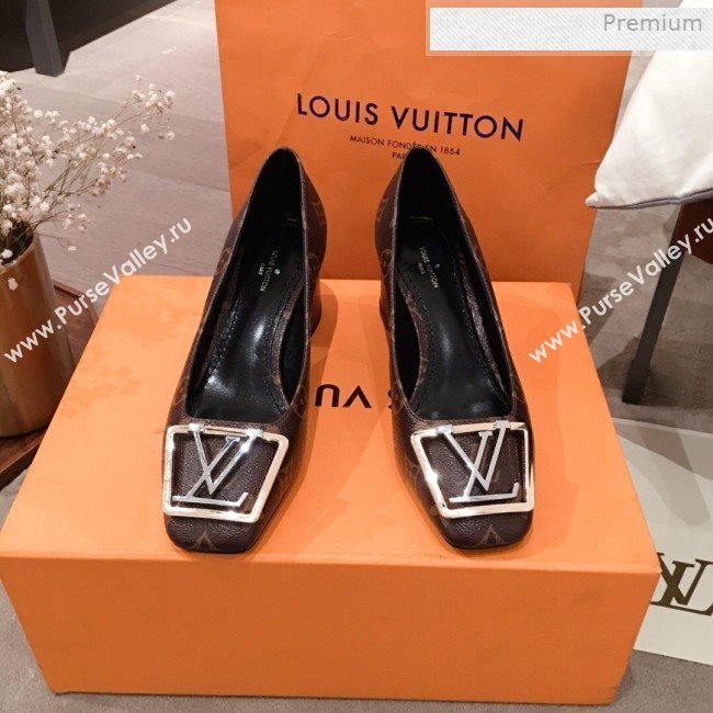 Louis Vuitton Madeleine Monogram Canvas Square LV Pumps 5.5cm Heel 2020 (KL-0011409)