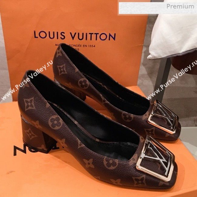 Louis Vuitton Madeleine Monogram Canvas Square LV Pumps 5.5cm Heel 2020 (KL-0011409)