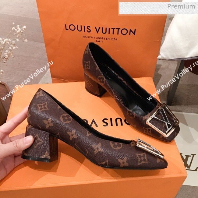 Louis Vuitton Madeleine Monogram Canvas Square LV Pumps 5.5cm Heel 2020 (KL-0011409)