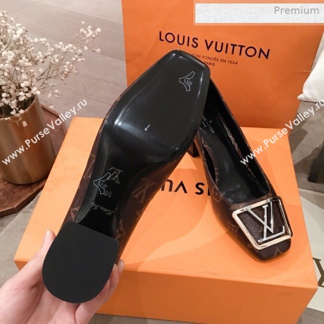 Louis Vuitton Madeleine Monogram Canvas Square LV Pumps 5.5cm Heel 2020 (KL-0011409)