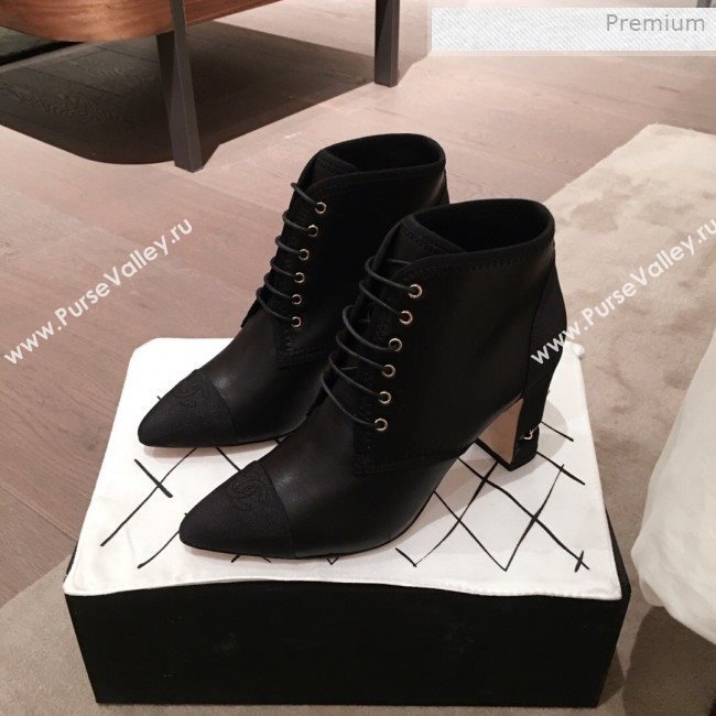 Chanel Stitching Lambskin Heel Short Boots Black 2019 (KL-0011412)