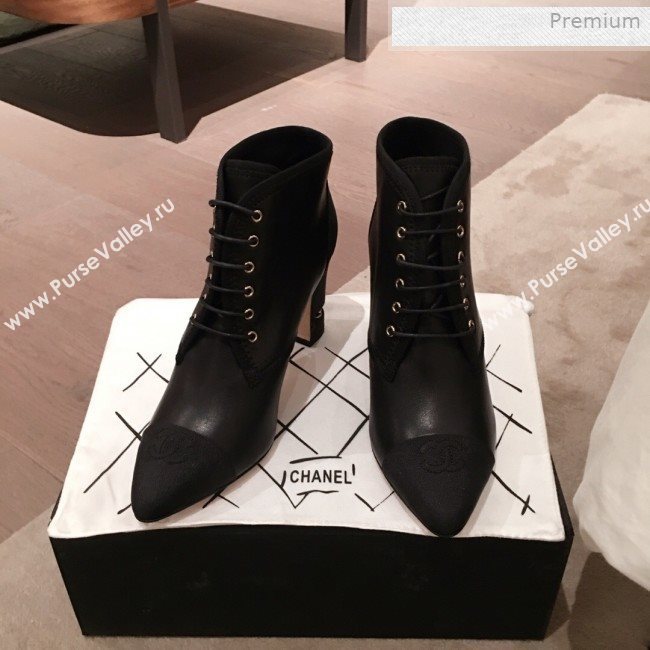 Chanel Stitching Lambskin Heel Short Boots Black 2019 (KL-0011412)