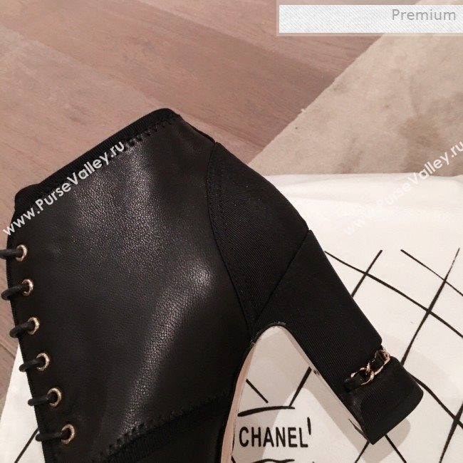 Chanel Stitching Lambskin Heel Short Boots Black 2019 (KL-0011412)