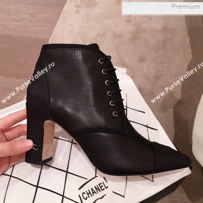 Chanel Stitching Lambskin Heel Short Boots Black 2019 (KL-0011412)