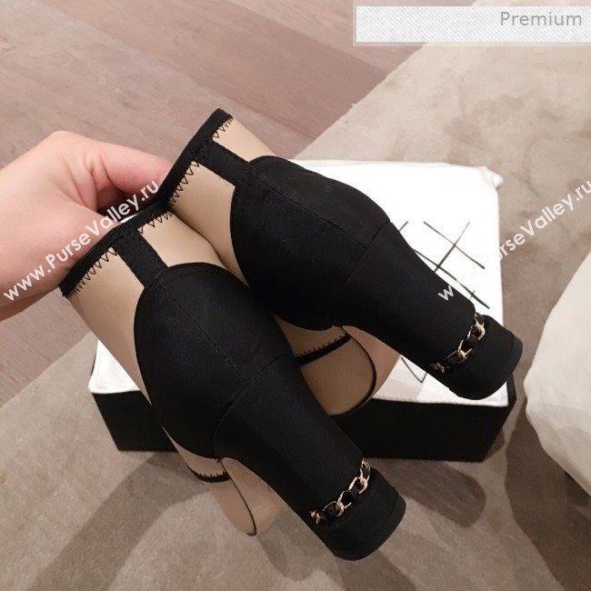 Chanel Stitching Lambskin Heel Short Boots Nude 2019 (KL-0011413)