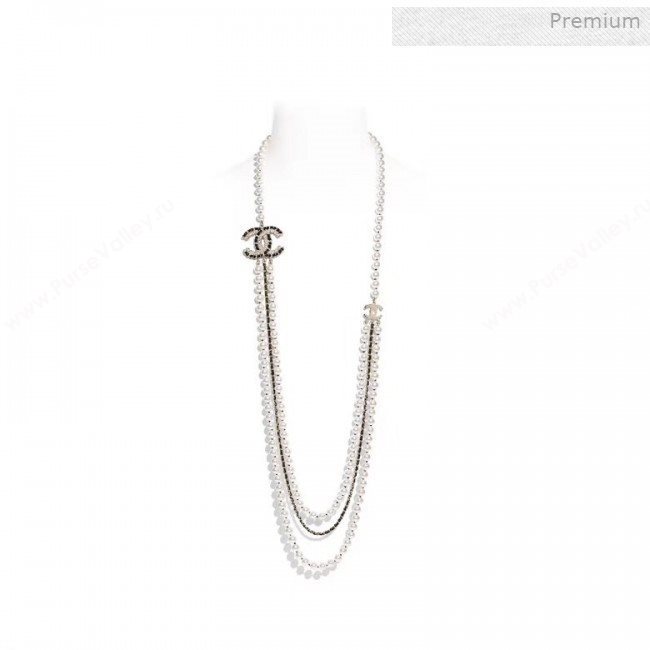 Chanel Pearl Leather Long Necklace AB2967 2019 (YF-0011416)