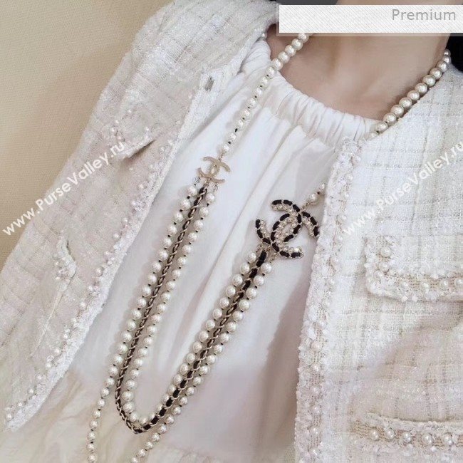 Chanel Pearl Leather Long Necklace AB2967 2019 (YF-0011416)