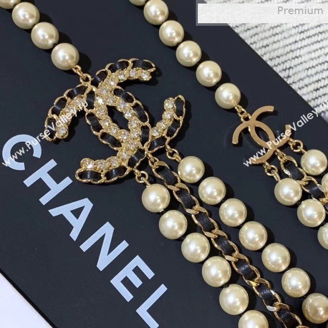 Chanel Pearl Leather Long Necklace AB2967 2019 (YF-0011416)