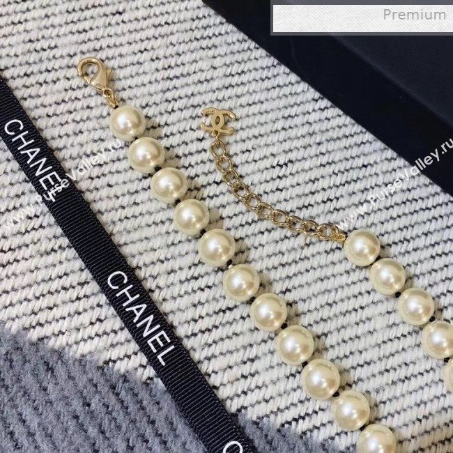 Chanel Pearl Leather Long Necklace AB2967 2019 (YF-0011416)