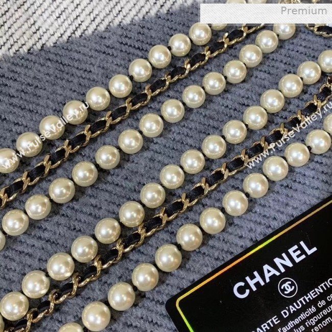 Chanel Pearl Leather Long Necklace AB2967 2019 (YF-0011416)