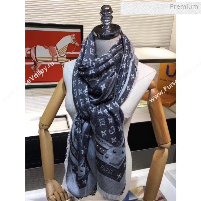 Louis Vuitton Studde Denim Monogram Scarf 140x140cm Grey  (A0-0011420)