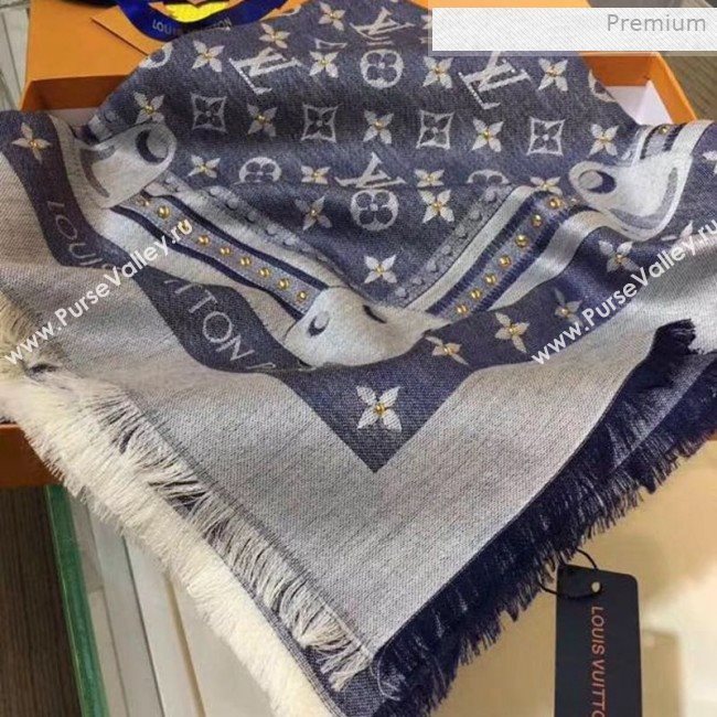 Louis Vuitton Studde Denim Monogram Scarf 140x140cm Blue (A0-0011422)