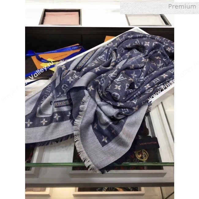 Louis Vuitton Studde Denim Monogram Scarf 140x140cm Blue (A0-0011422)