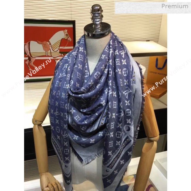 Louis Vuitton Studde Denim Monogram Scarf 140x140cm Blue (A0-0011422)