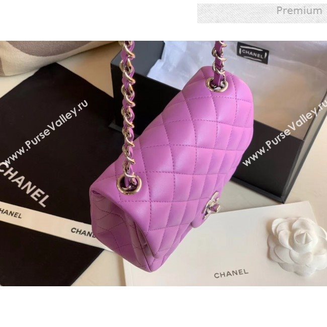 Chanel Quilted Lambskin Classic Mini Flap Bag Purple 2019 (XING-0011501)