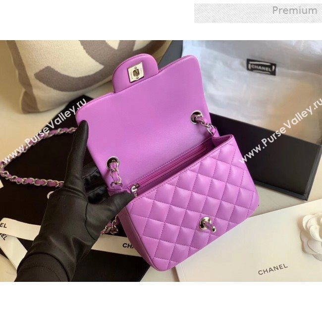 Chanel Quilted Lambskin Classic Mini Flap Bag Purple 2019 (XING-0011501)