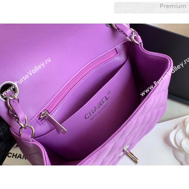 Chanel Quilted Lambskin Classic Mini Flap Bag Purple 2019 (XING-0011501)