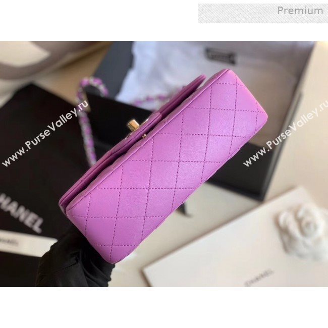 Chanel Quilted Lambskin Classic Small Flap Bag Purple 2019 (XING-0011502)