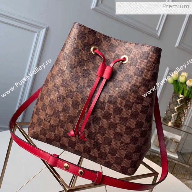 Louis Vuitton NéoNoé Damier Ebene Canvas Bucket Bag N40214 Red 2019 (KI-0011506)