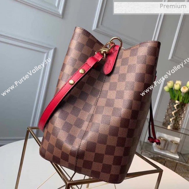 Louis Vuitton NéoNoé Damier Ebene Canvas Bucket Bag N40214 Red 2019 (KI-0011506)