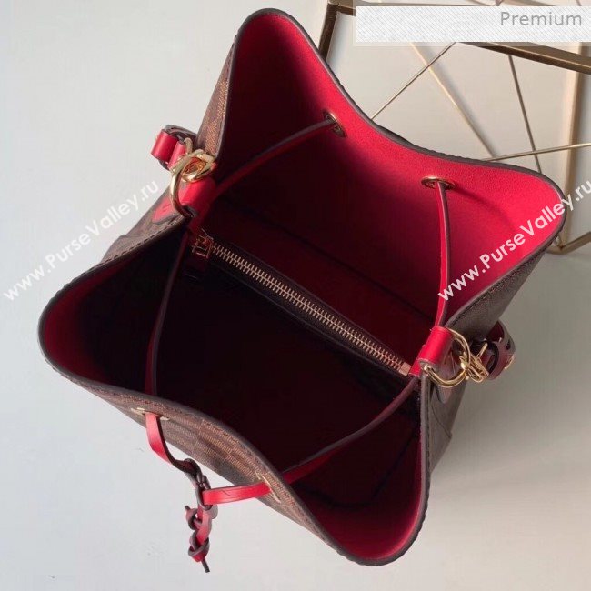 Louis Vuitton NéoNoé Damier Ebene Canvas Bucket Bag N40214 Red 2019 (KI-0011506)