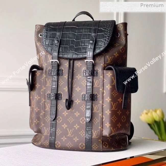 Louis Vuitton Mens Christopher PM Backpack in Monogram Canvas and Crocodile Leather M41379 2019 (KI-0011302)