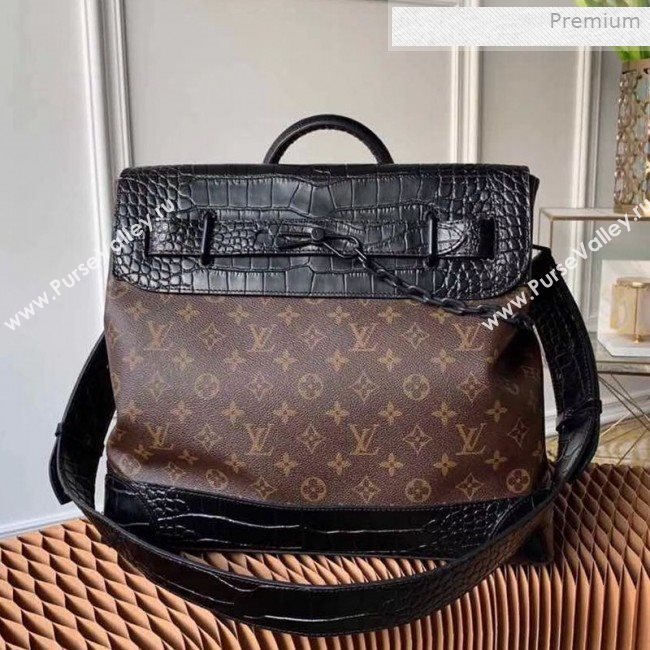 Louis Vuitton Mens Steamer PM Messenger Bag in Monogram Canvas and Crocodile Leather M44473 2019 (KI-0011303)
