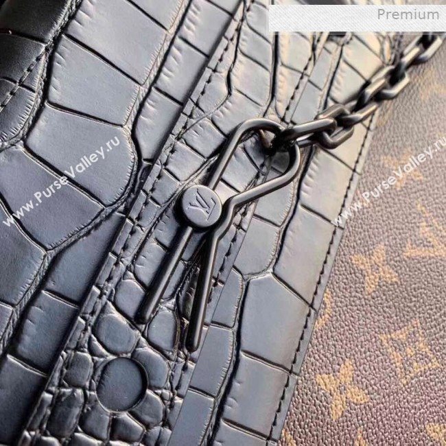 Louis Vuitton Mens Steamer PM Messenger Bag in Monogram Canvas and Crocodile Leather M44473 2019 (KI-0011303)