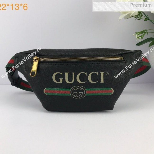 Gucci Logo Print Small Belt Bag 527792 Black 2019 (DLH-0011305)
