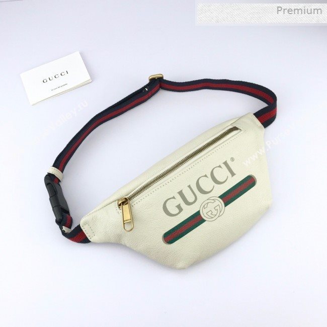 Gucci Logo Print Small Belt Bag 527792 White 2019 (DLH-0011304)