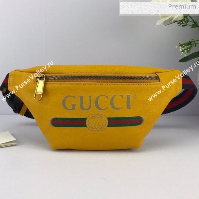 Gucci Logo Print Small Belt Bag 527792 Yellow 2019 (DLH-0011307)
