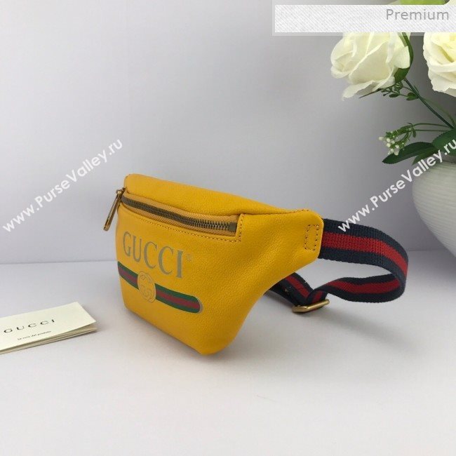 Gucci Logo Print Small Belt Bag 527792 Yellow 2019 (DLH-0011307)