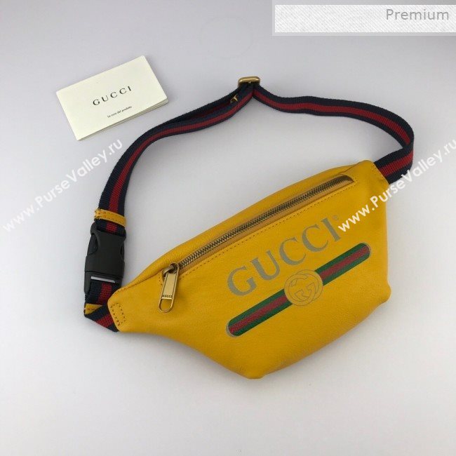 Gucci Logo Print Small Belt Bag 527792 Yellow 2019 (DLH-0011307)