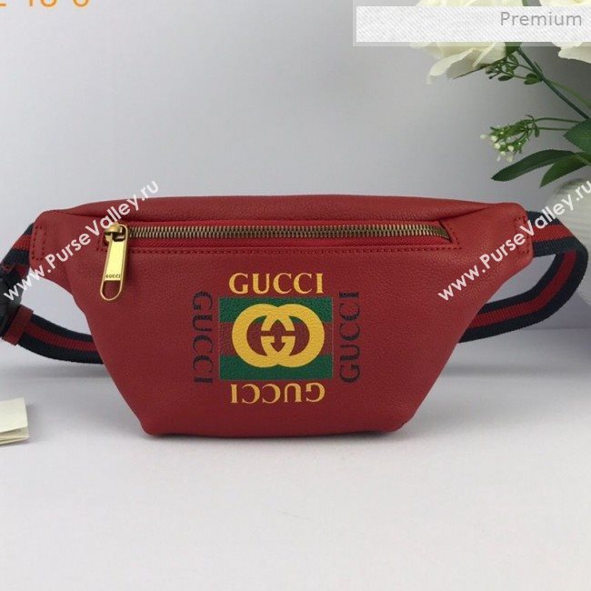 Gucci Logo Print Small Belt Bag 527792 Red 2019 (DLH-0011308)