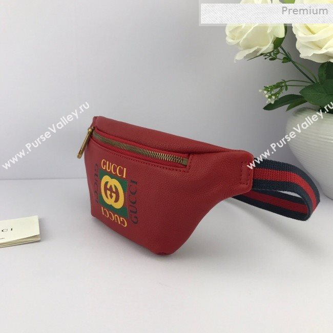 Gucci Logo Print Small Belt Bag 527792 Red 2019 (DLH-0011308)