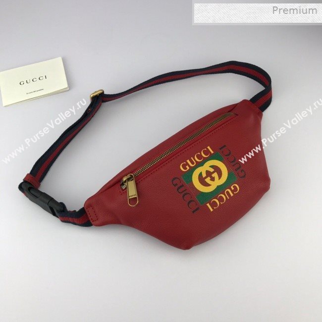 Gucci Logo Print Small Belt Bag 527792 Red 2019 (DLH-0011308)