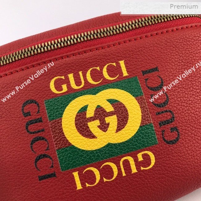 Gucci Logo Print Small Belt Bag 527792 Red 2019 (DLH-0011308)