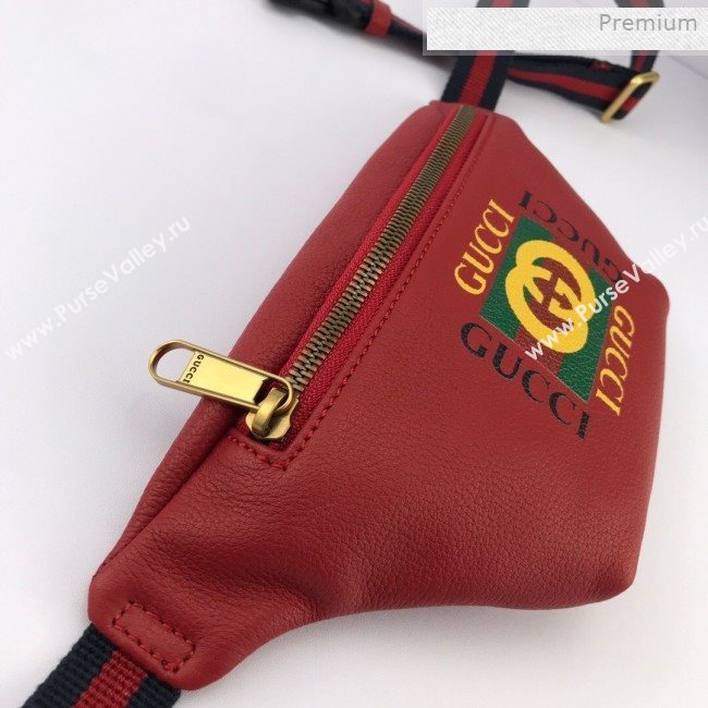 Gucci Logo Print Small Belt Bag 527792 Red 2019 (DLH-0011308)