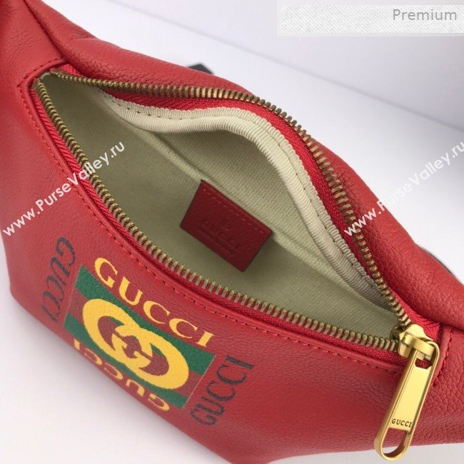 Gucci Logo Print Small Belt Bag 527792 Red 2019 (DLH-0011308)