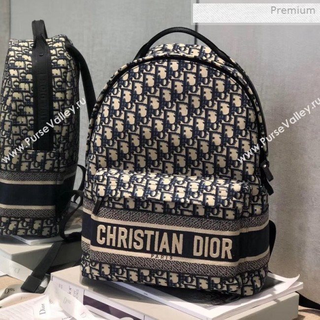 Dior Large Diortravel Original Blue Oblique Canvas Backpack 2019 (XXG-0011310)