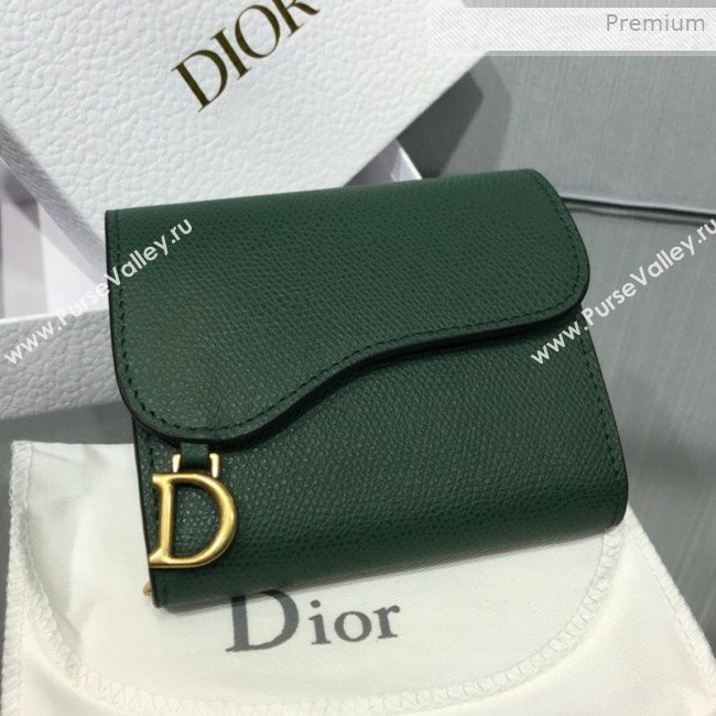 Dior Saddle Grained Calfskin Mini Flap Wallet Green 2019 (XXG-0011312)