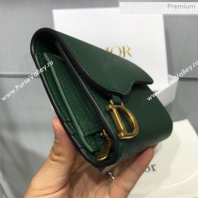 Dior Saddle Grained Calfskin Mini Flap Wallet Green 2019 (XXG-0011312)