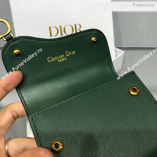 Dior Saddle Grained Calfskin Mini Flap Wallet Green 2019 (XXG-0011312)