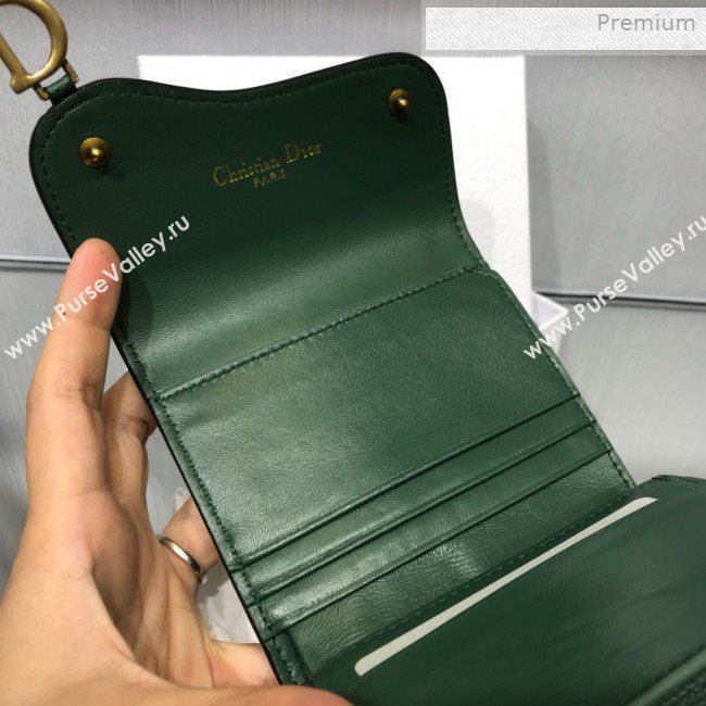 Dior Saddle Grained Calfskin Mini Flap Wallet Green 2019 (XXG-0011312)